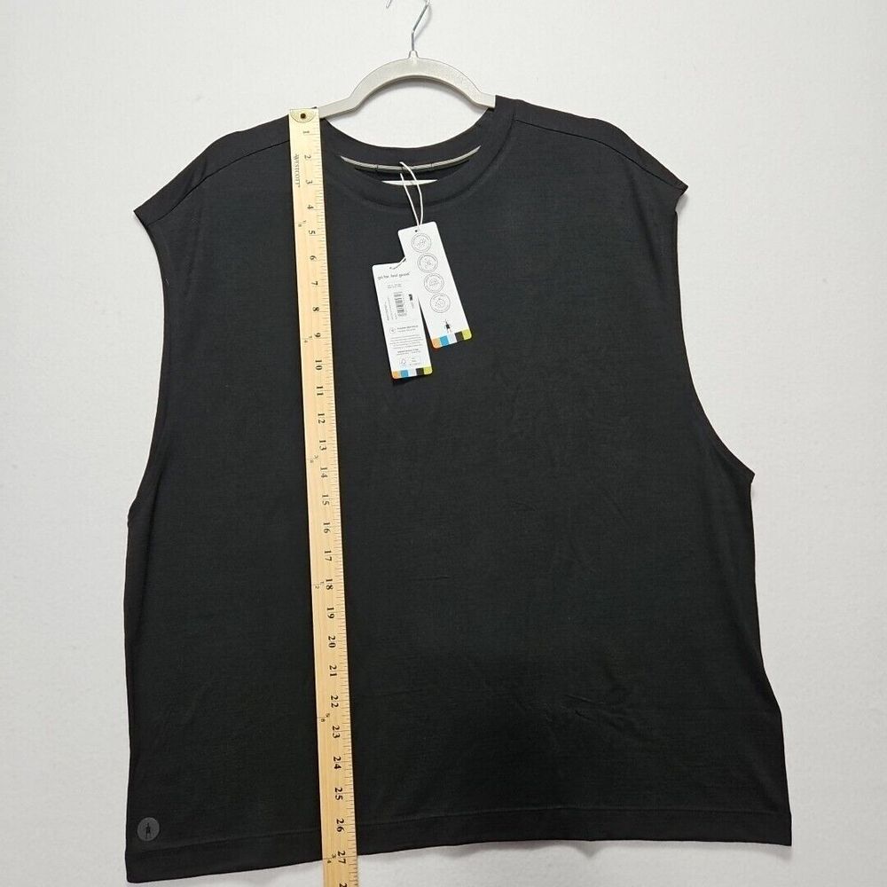 Smartwool Active Muscle Shirt Womens Large Black Sleeveless Crew Quick Dry - Picture 9 of 11